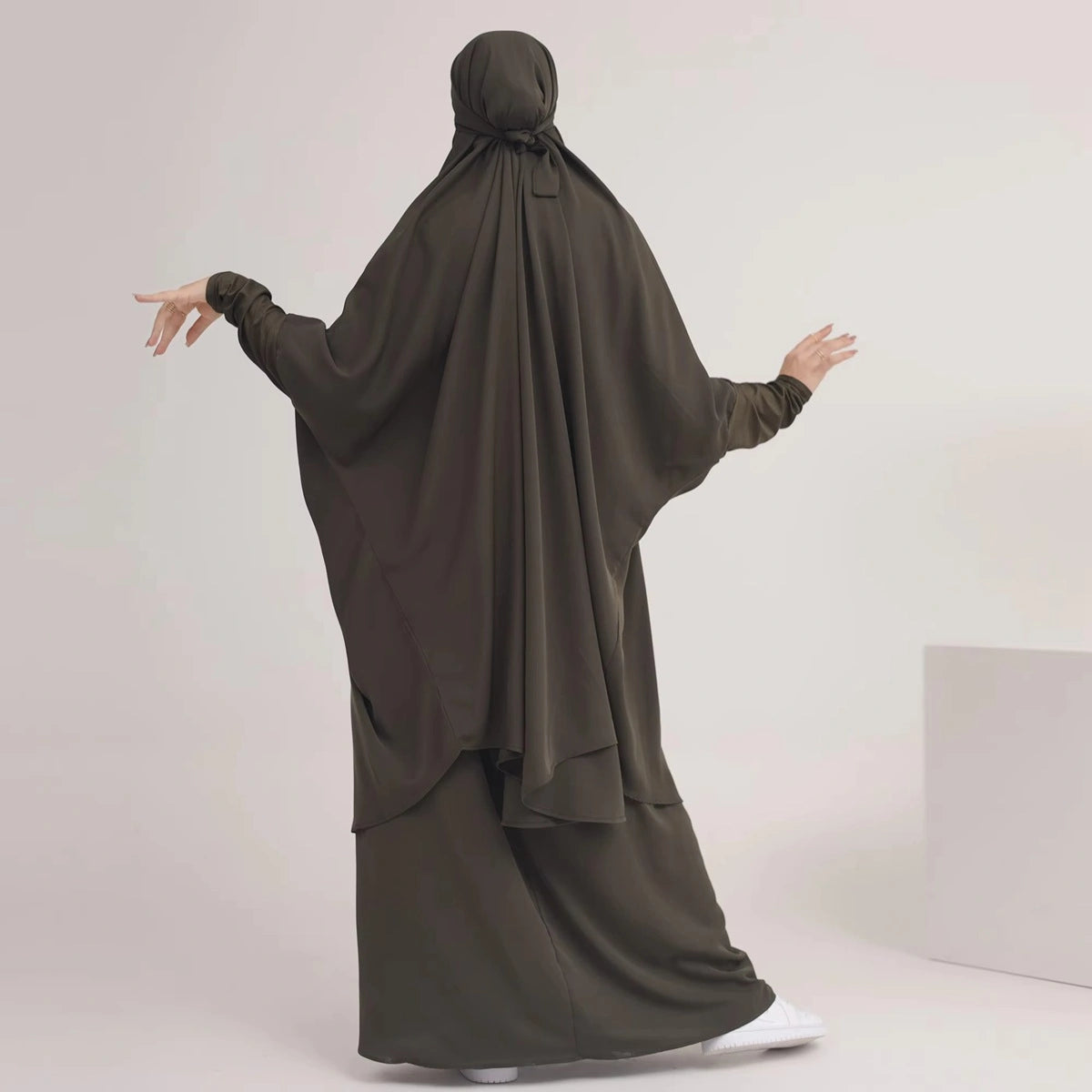 2 Pieces Set Jilbab Prayer Abaya Dress With Tops And Skirt #25423