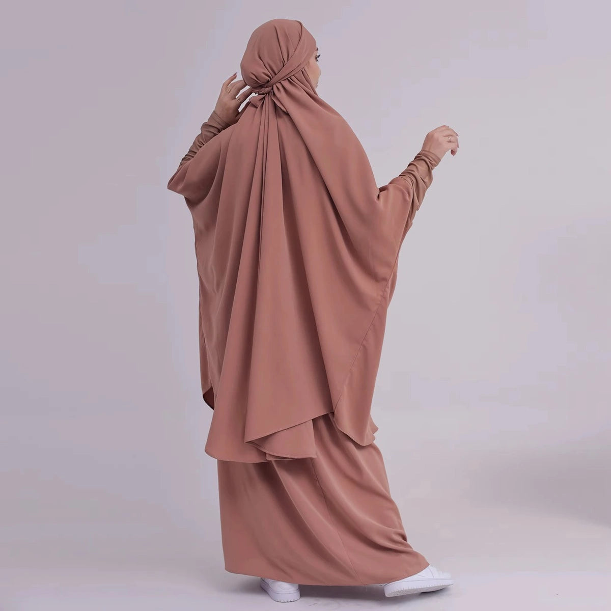 2 Pieces Set Jilbab Prayer Abaya Dress With Tops And Skirt #25423