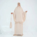 4 Pieces Set Jilbab Prayer Abaya Dress With Prayer Mat And Bag #25956