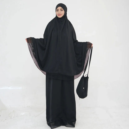 4 Pieces Set Jilbab Prayer Abaya Dress With Prayer Mat And Bag #25956