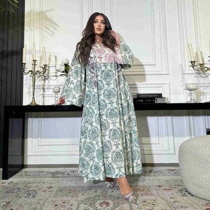 Eid Imitation Cotton Printed Caftan Kaftan Dress