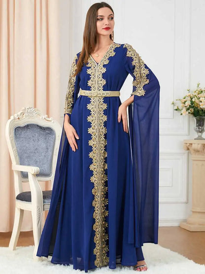 Eid Middle East Arab Women Chiffon Caftan Kaftan Dress For Evening Party And Wedding