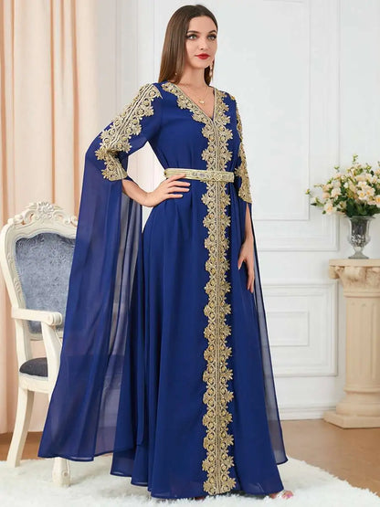 Eid Middle East Arab Women Chiffon Caftan Kaftan Dress For Evening Party And Wedding