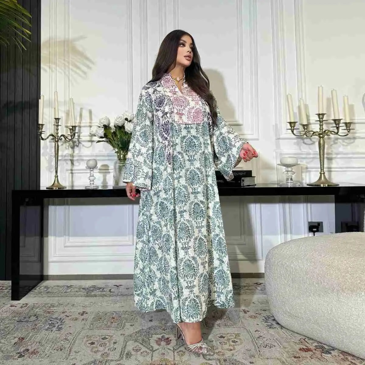 Eid Imitation Cotton Printed Caftan Kaftan Dress