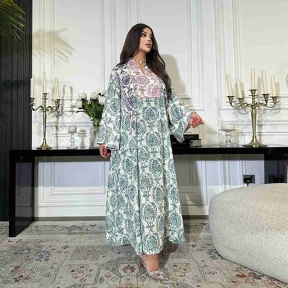 Eid Imitation Cotton Printed Caftan Kaftan Dress