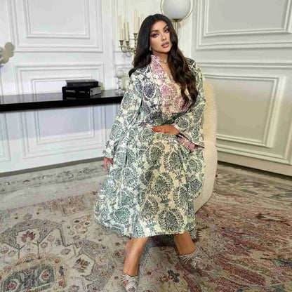 Eid Imitation Cotton Printed Caftan Kaftan Dress