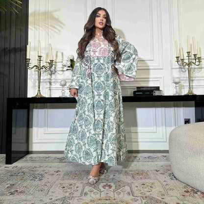 Eid Imitation Cotton Printed Caftan Kaftan Dress