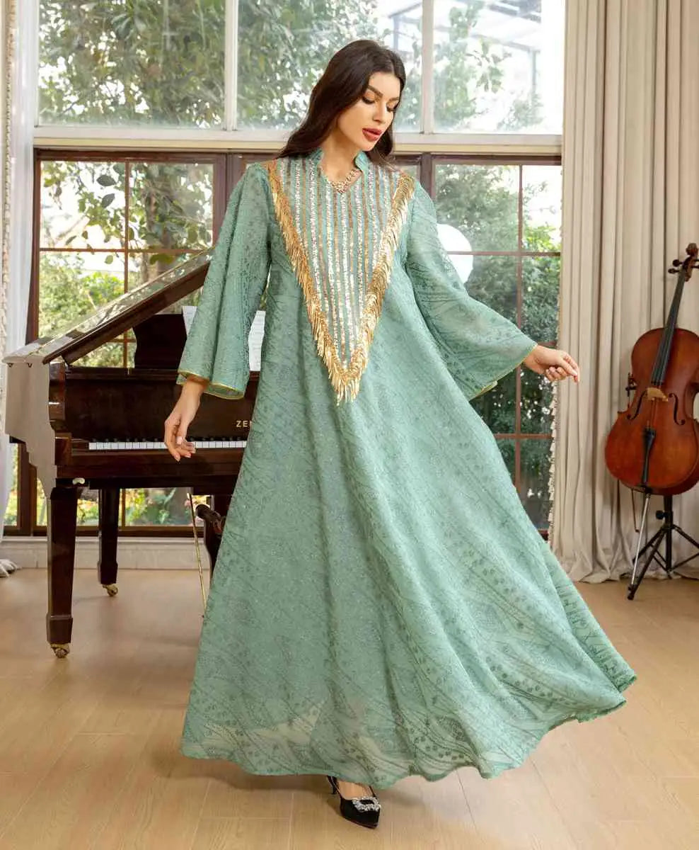 Eid Dress Doris Embroidery Sequins Women Kaftan Caftan Dress