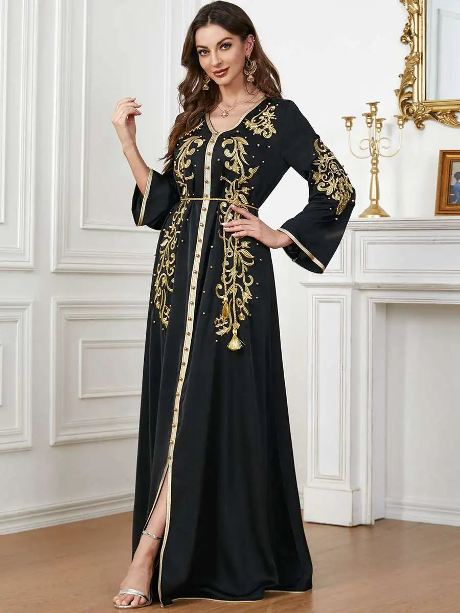 Eid Dress Satin Embroidery Kaftan Dress Caftan For Women Arab Middle East