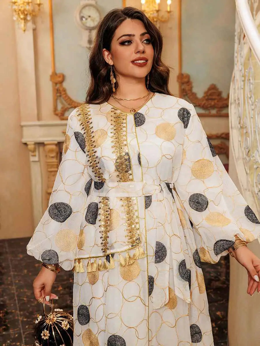 Eid Embroidery Mesh Caftan Kaftan Dress