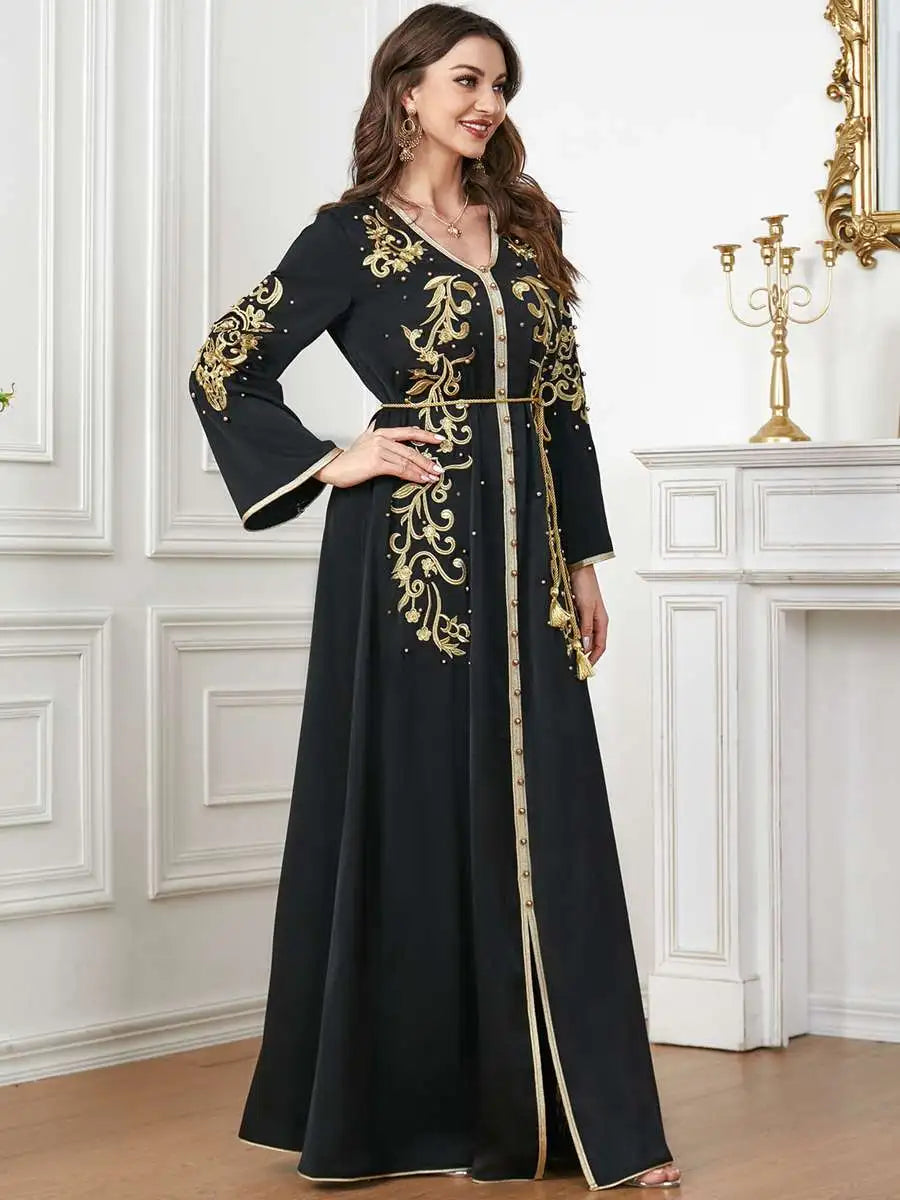 Eid Dress Satin Embroidery Kaftan Dress Caftan For Women Arab Middle East