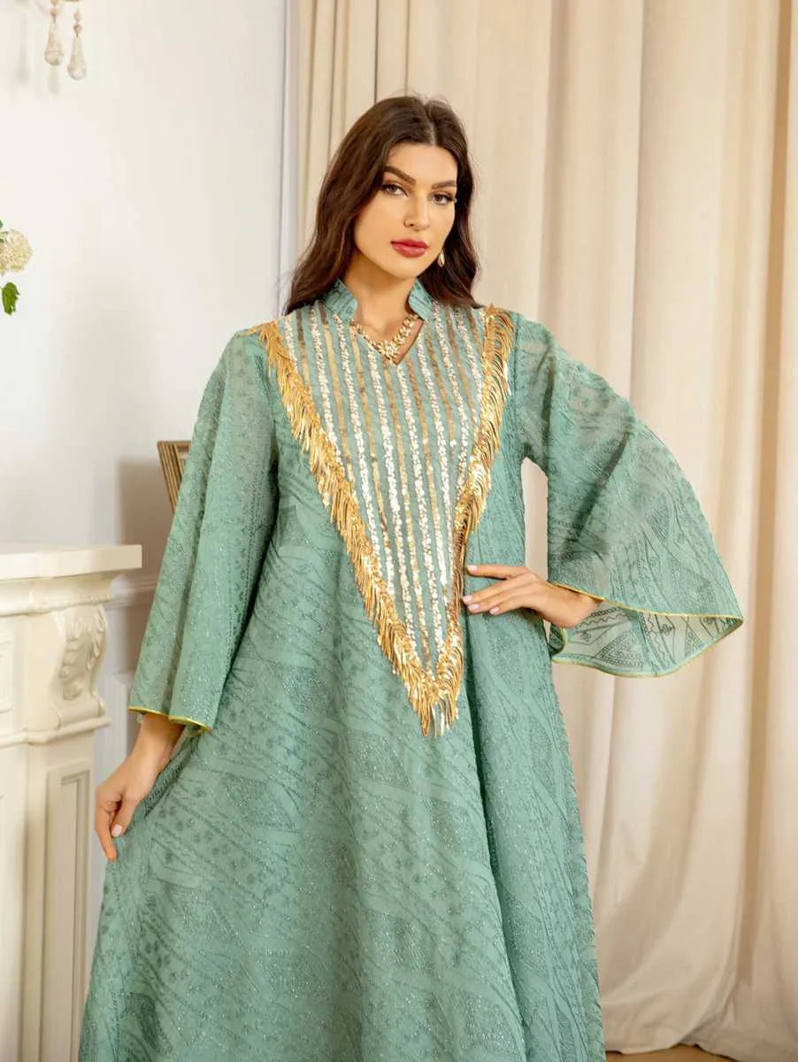 Eid Dress Doris Embroidery Sequins Women Kaftan Caftan Dress Urgarment