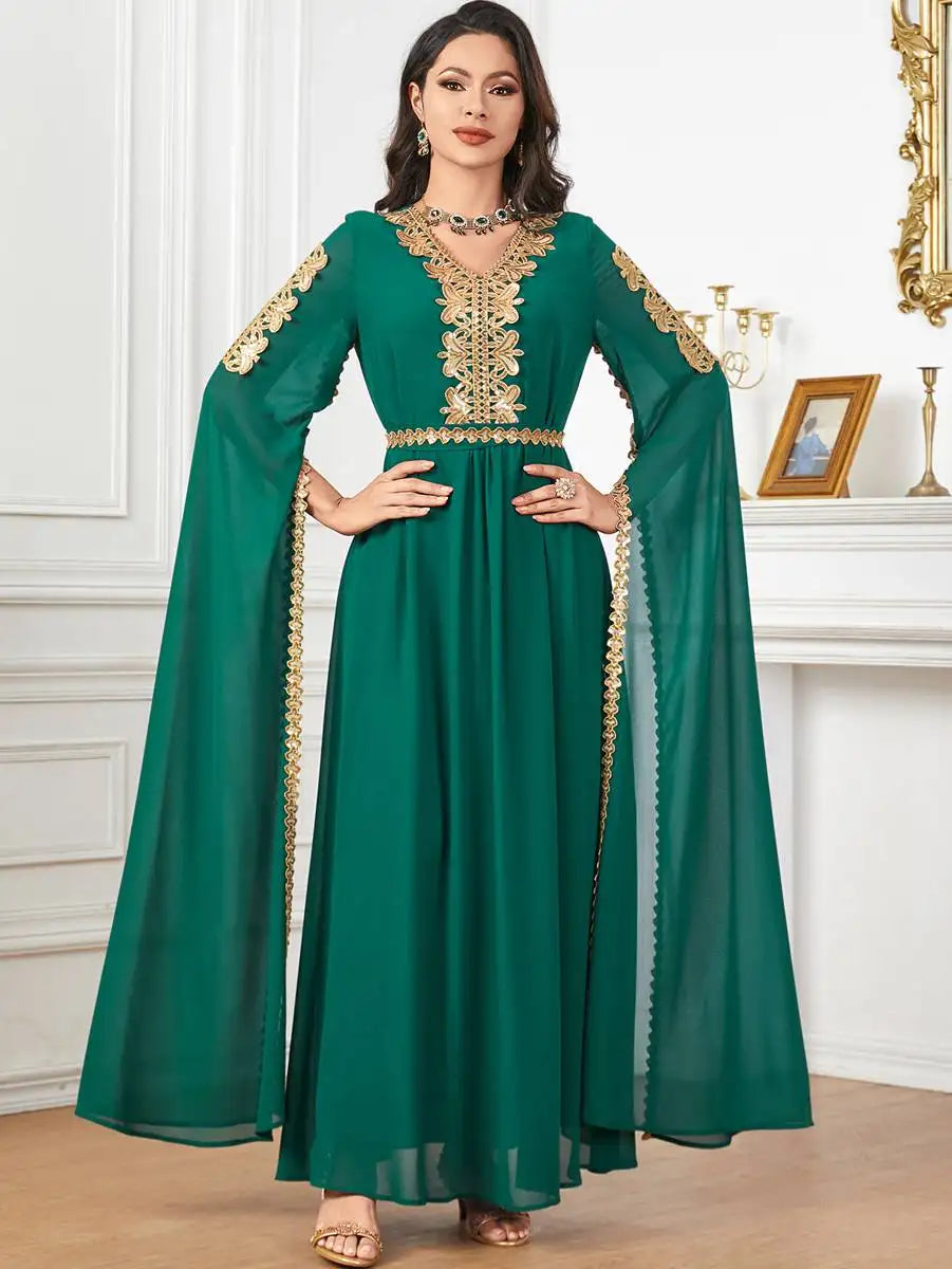 Eid Raglan Sleeve Chiffon Arab Caftan Kaftan Dress