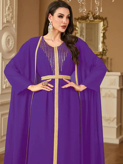 Eid 2 Pieces Set Chiffon Caftan Kaftan Dress For Wedding And Party #244070