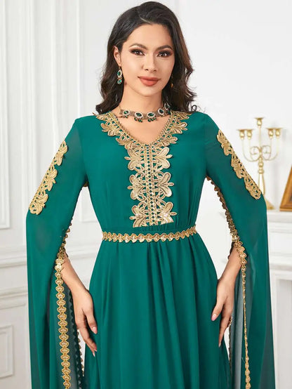 Eid Raglan Sleeve Chiffon Arab Caftan Kaftan Dress