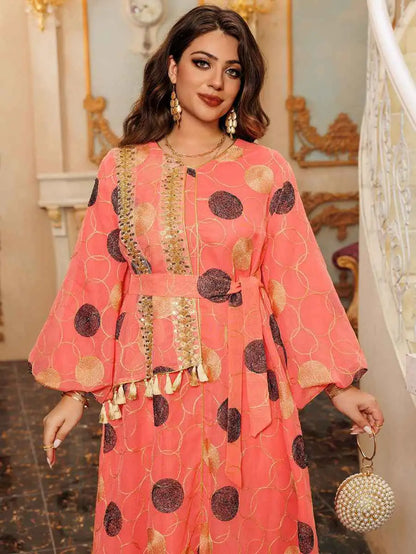 Eid Embroidery Mesh Caftan Kaftan Dress