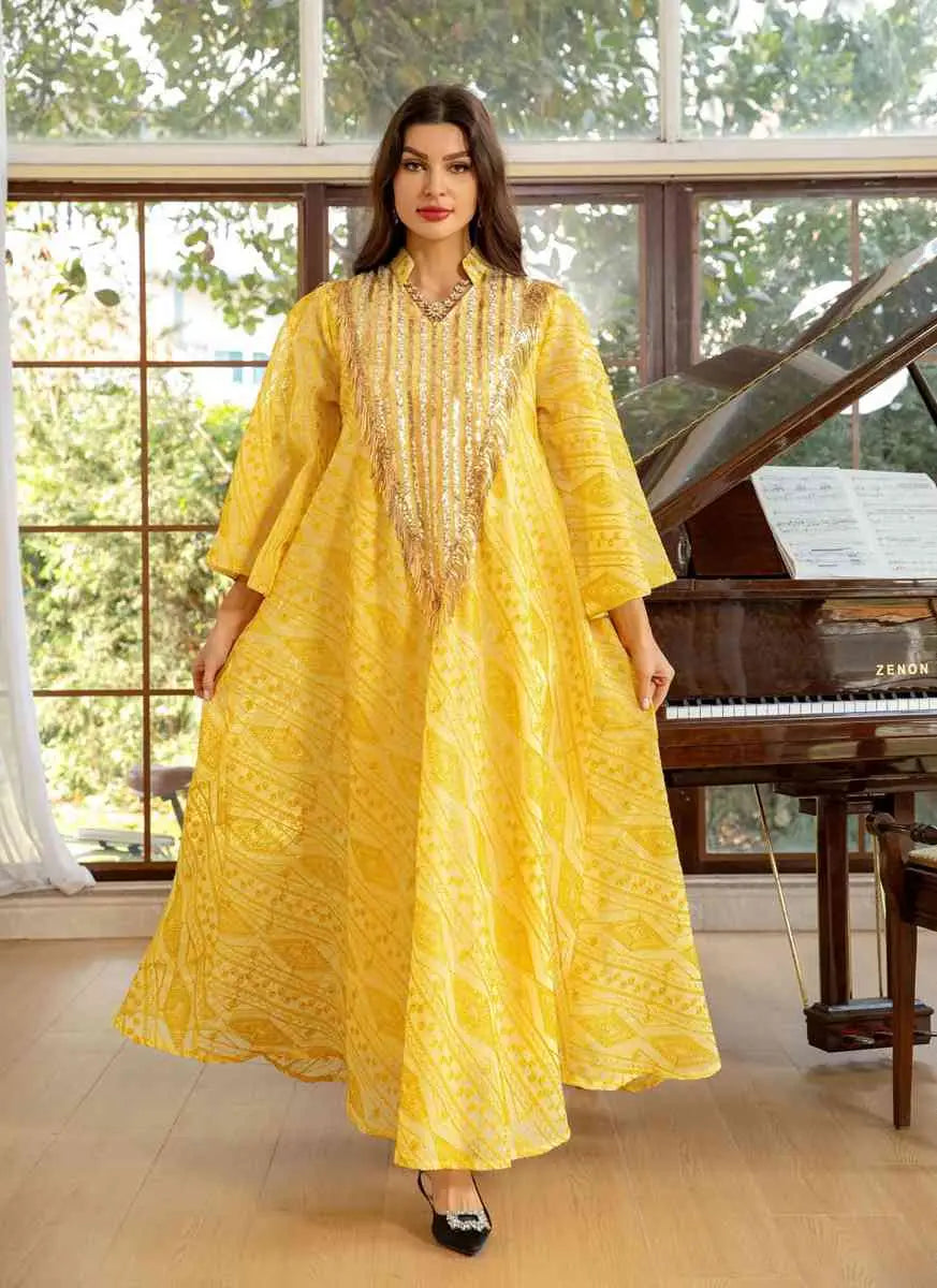 Eid Dress Doris Embroidery Sequins Women Kaftan Caftan Dress