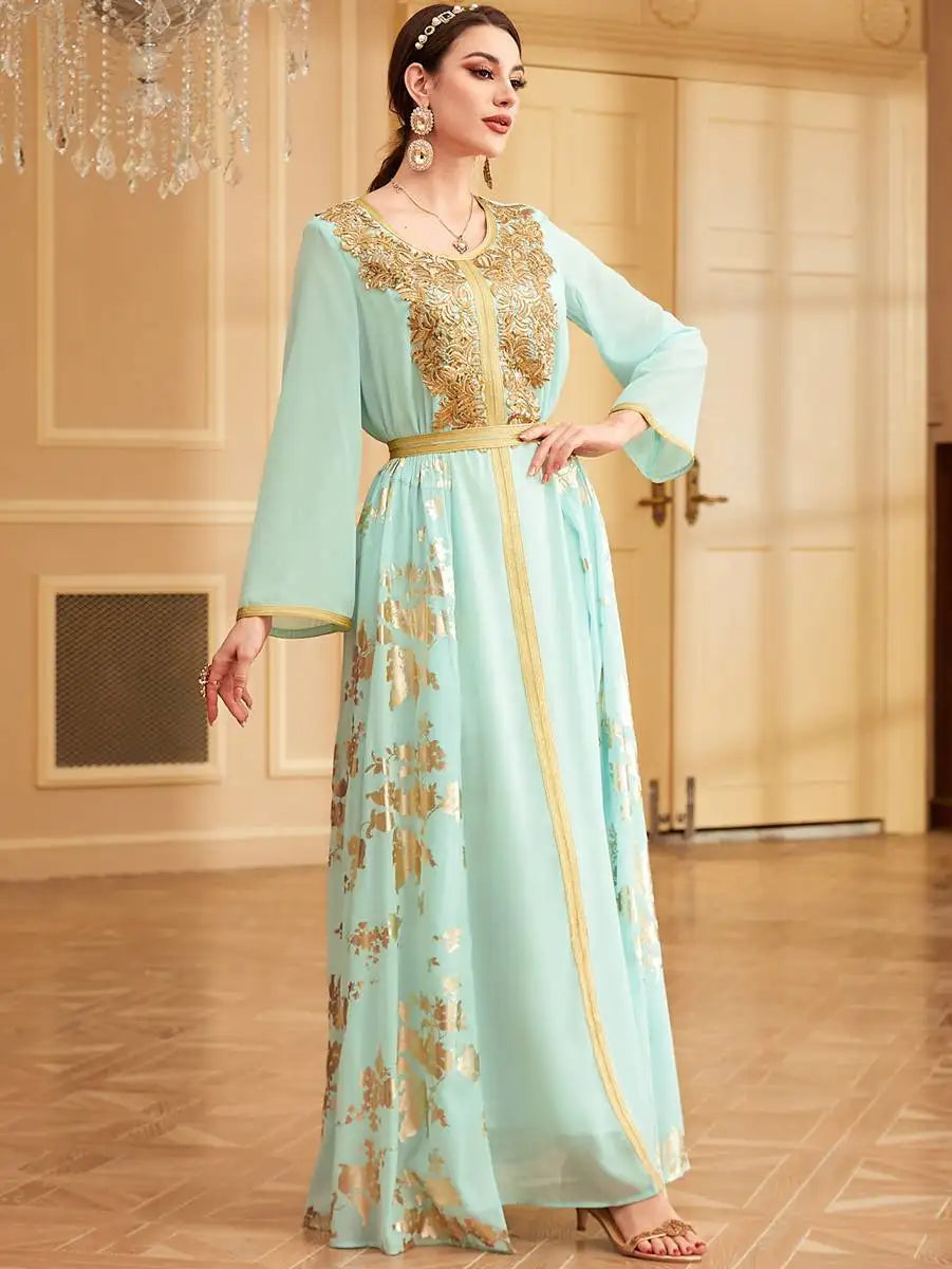 Bronzing Chiffon Eid Caftan Kaftan Dress