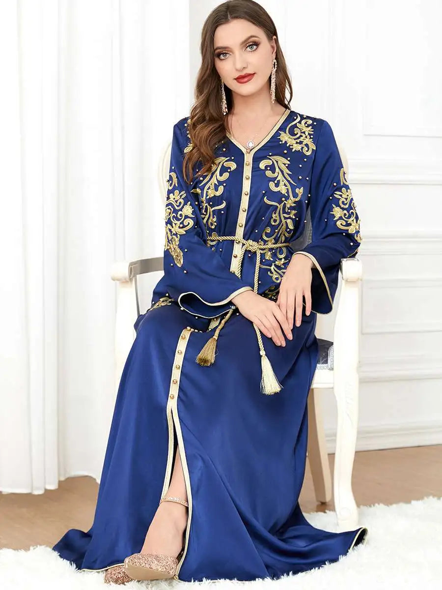 Eid Dress Satin Embroidery Kaftan Dress Caftan For Women Arab Middle East