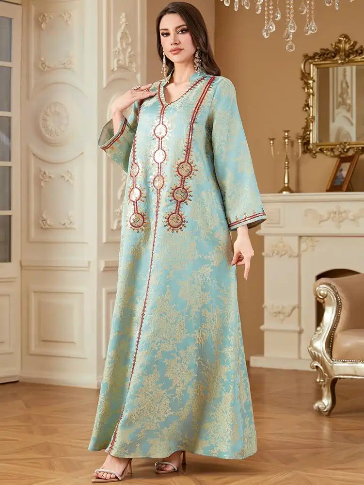 Eid Dress Mukhawar Embroidery Cafan Kaftan Dress #25K4350
