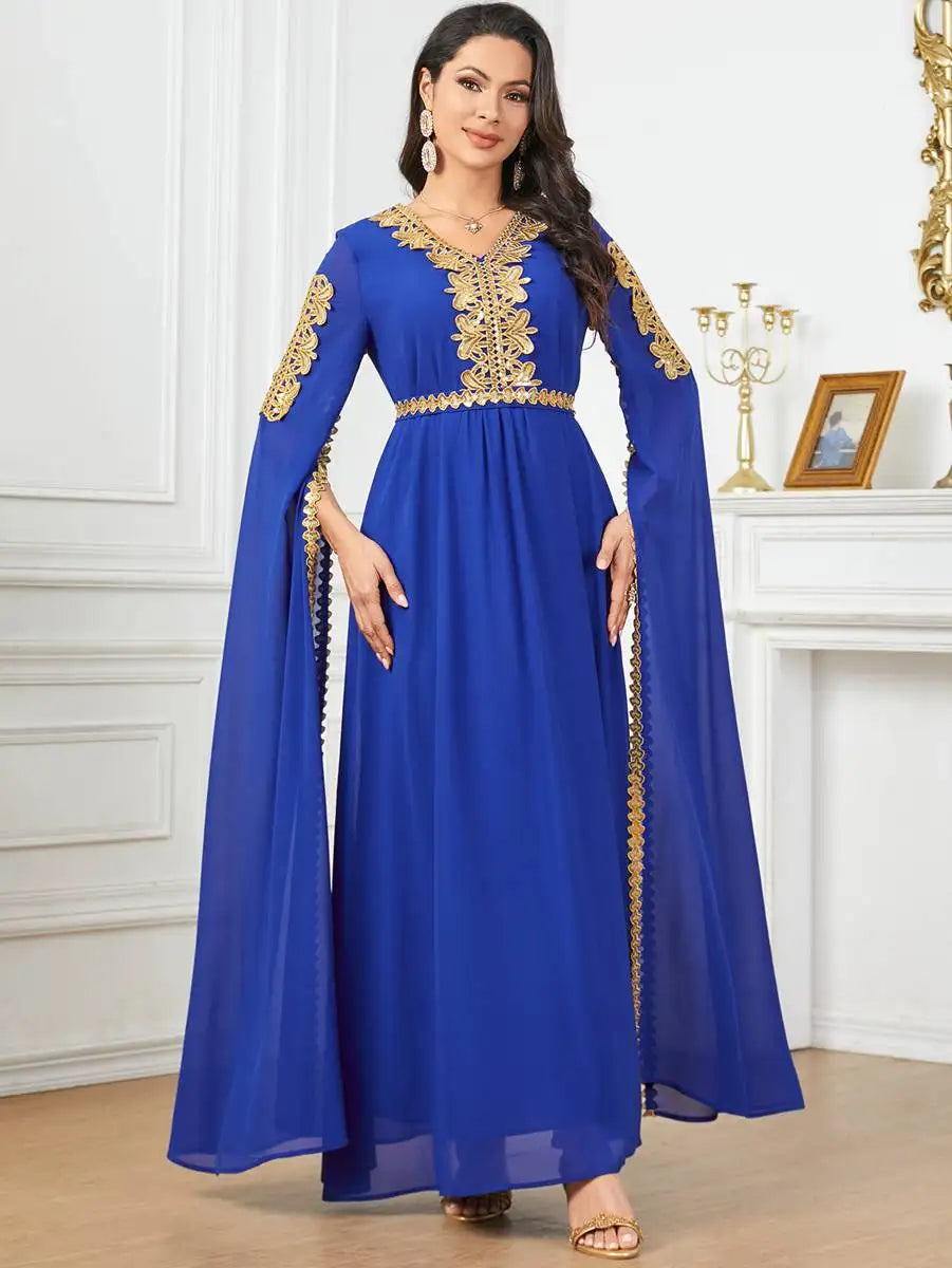 Eid Raglan Sleeve Chiffon Arab Caftan Kaftan Dress