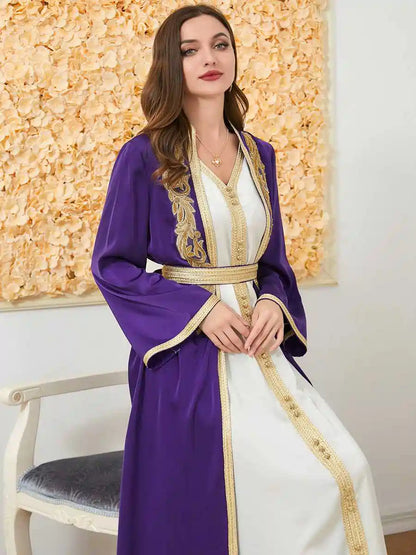 2 Pieces Set Caftan Kaftan Dress With Inner Sleeveless Dress #253189