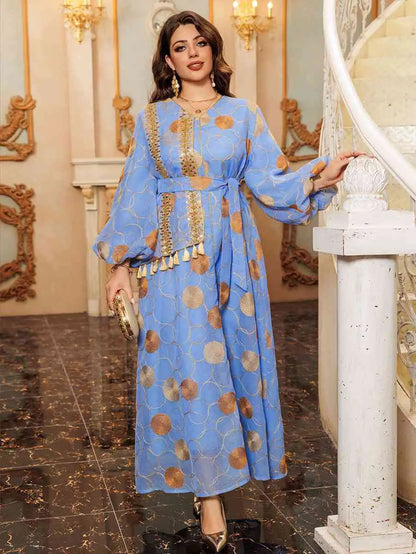 Eid Embroidery Mesh Caftan Kaftan Dress