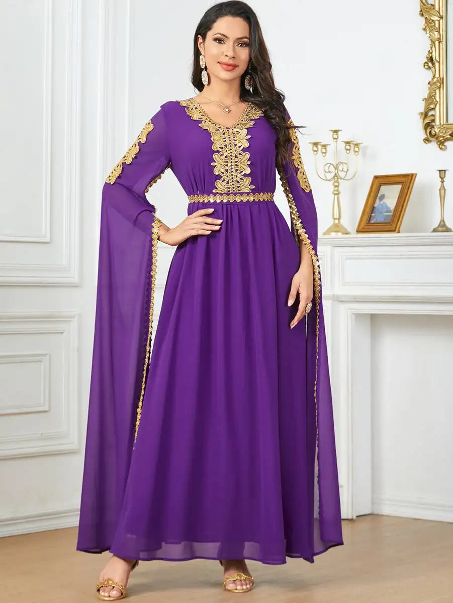 Eid Raglan Sleeve Chiffon Arab Caftan Kaftan Dress