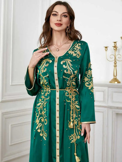 Eid Dress Satin Embroidery Kaftan Dress Caftan For Women Arab Middle East