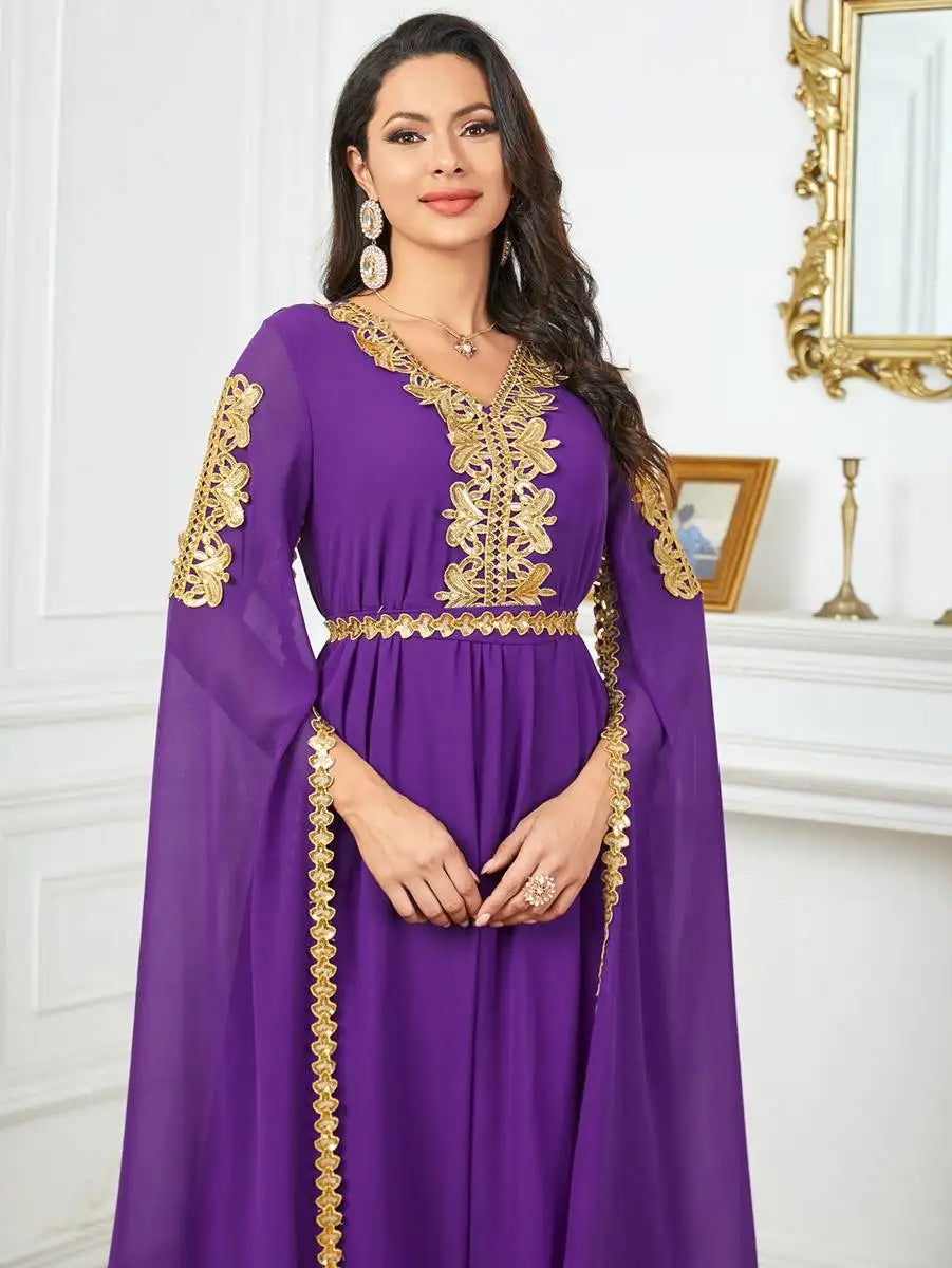 Eid Raglan Sleeve Chiffon Arab Caftan Kaftan Dress