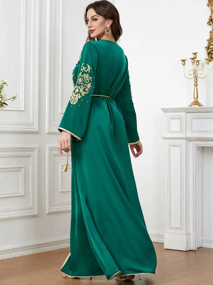 Eid Dress Satin Embroidery Kaftan Dress Caftan For Women Arab Middle East