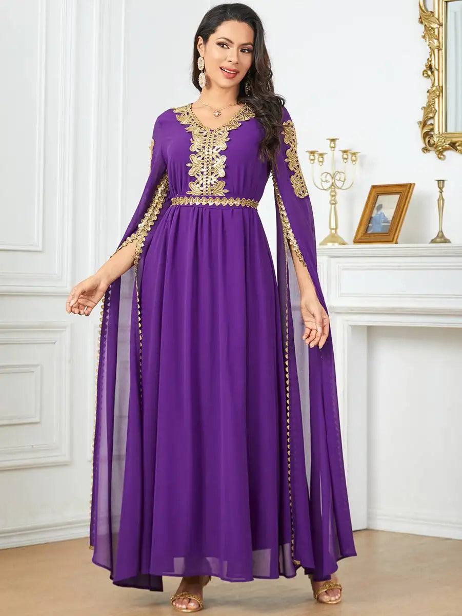 Eid Raglan Sleeve Chiffon Arab Caftan Kaftan Dress