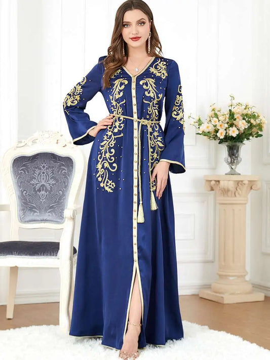 Eid Dress Satin Embroidery Kaftan Dress Caftan For Women Arab Middle East