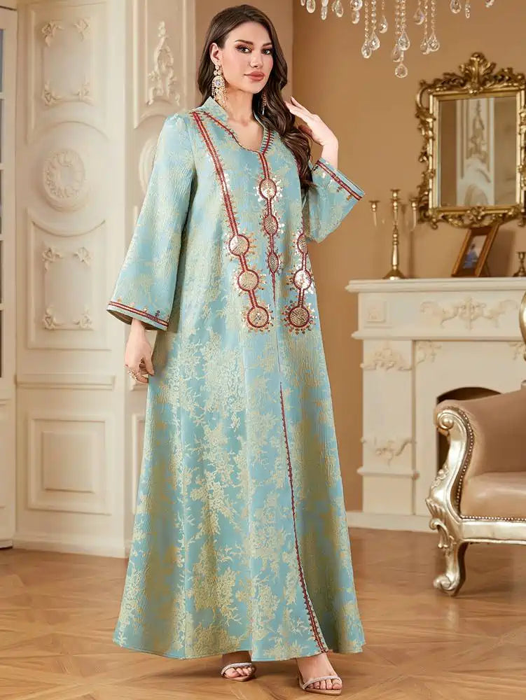 Eid Dress Mukhawar Embroidery Cafan Kaftan Dress #25K4350