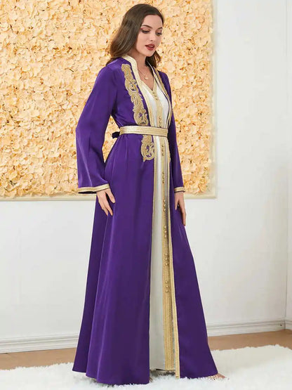 2 Pieces Set Caftan Kaftan Dress With Inner Sleeveless Dress #253189