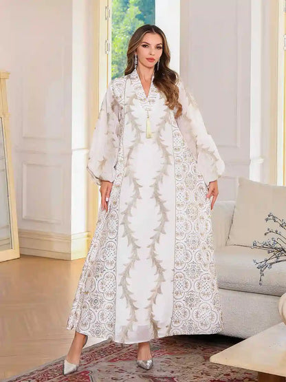 Eid Dress Mesh Embroidery Caftan Kaftan Dress #25S140