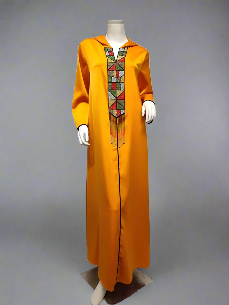 Dubai Hooded Kaftan Dress djellaba abaya femme Jalaba Jalabiya