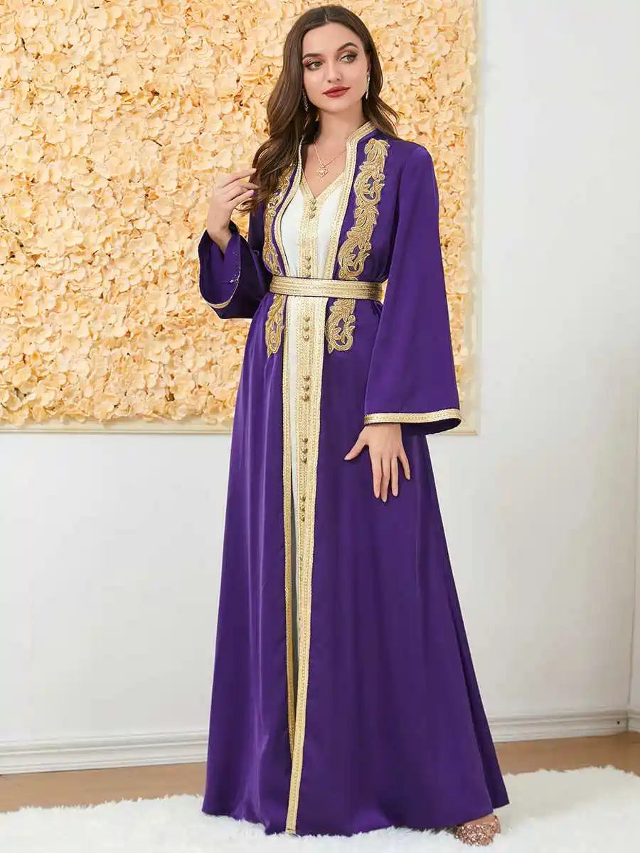 2 Pieces Set Caftan Kaftan Dress With Inner Sleeveless Dress #253189