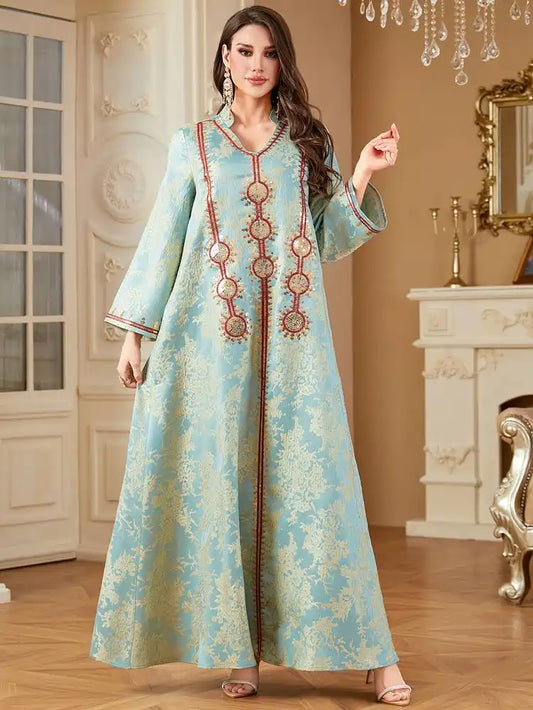 Eid Dress Mukhawar Embroidery Cafan Kaftan Dress #25K4350