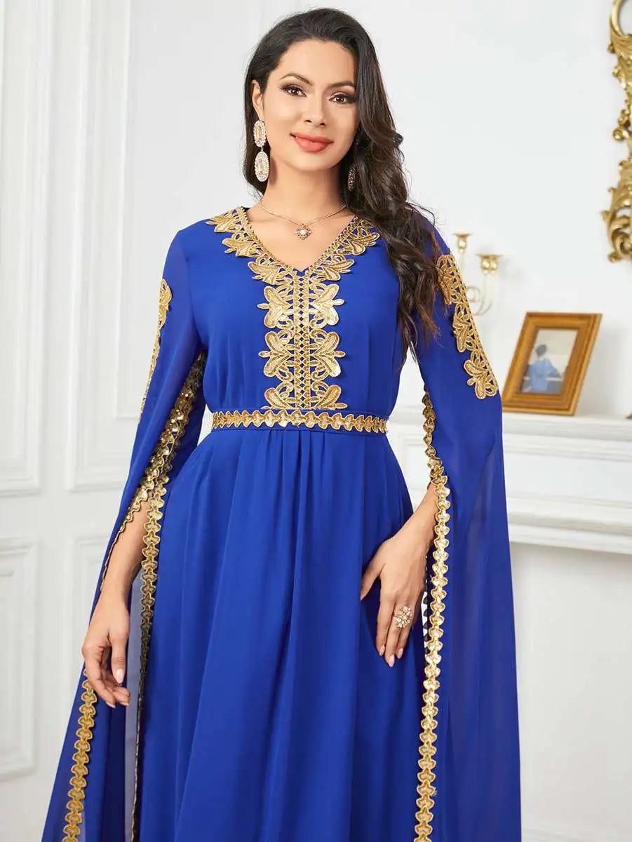 Eid Raglan Sleeve Chiffon Arab Caftan Kaftan Dress