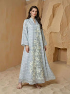 Beads Caftan Kaftan Dress Jalabiya For Women - Mukhawar Jalabiya Eid Dress - Pink/Blue - #25S158