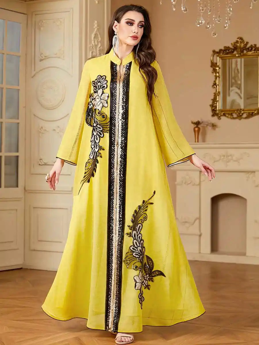 Eid Embroidery Sequins Caftan Kaftan Dress #244175