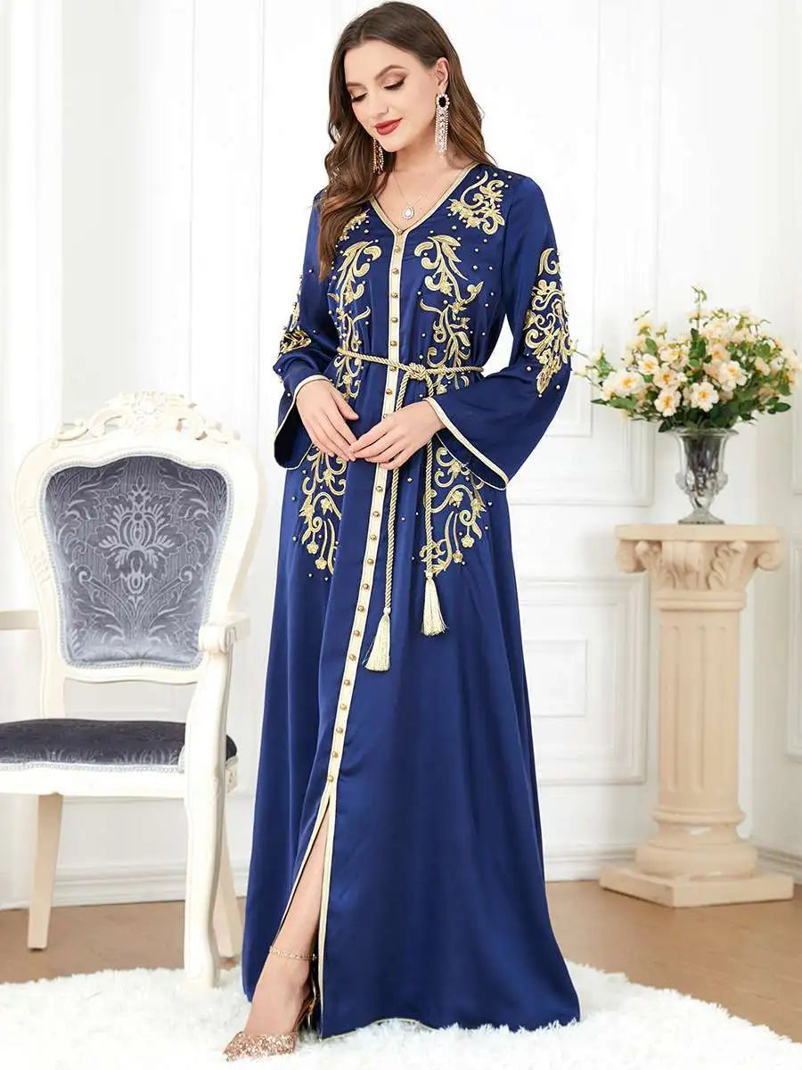 Eid Dress Satin Embroidery Kaftan Dress Caftan For Women Arab Middle East