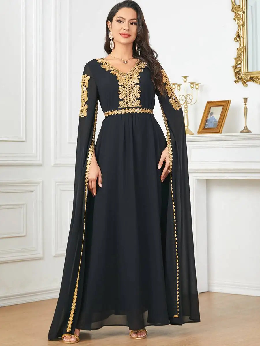 Eid Raglan Sleeve Chiffon Arab Caftan Kaftan Dress