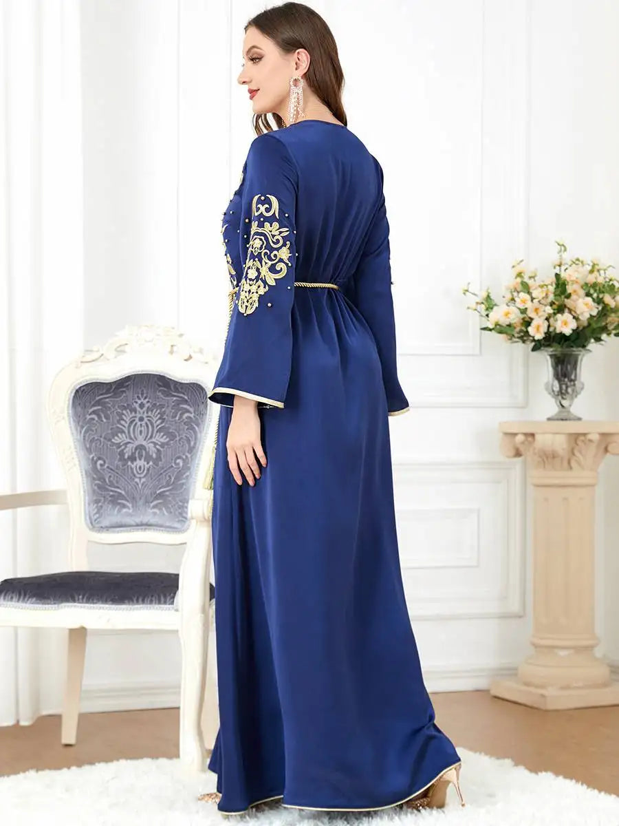 Eid Dress Satin Embroidery Kaftan Dress Caftan For Women Arab Middle East