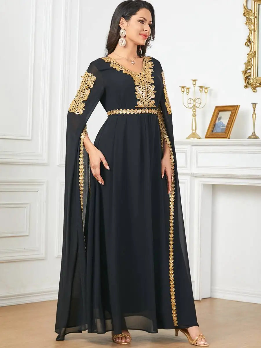 Eid Raglan Sleeve Chiffon Arab Caftan Kaftan Dress