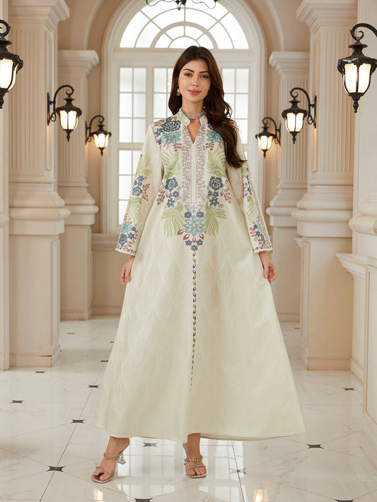 Title Jacuqard Printed Caftan Kaftan Dress For Women - Mukhawar Jalabiya Eid Dress -  #26N08