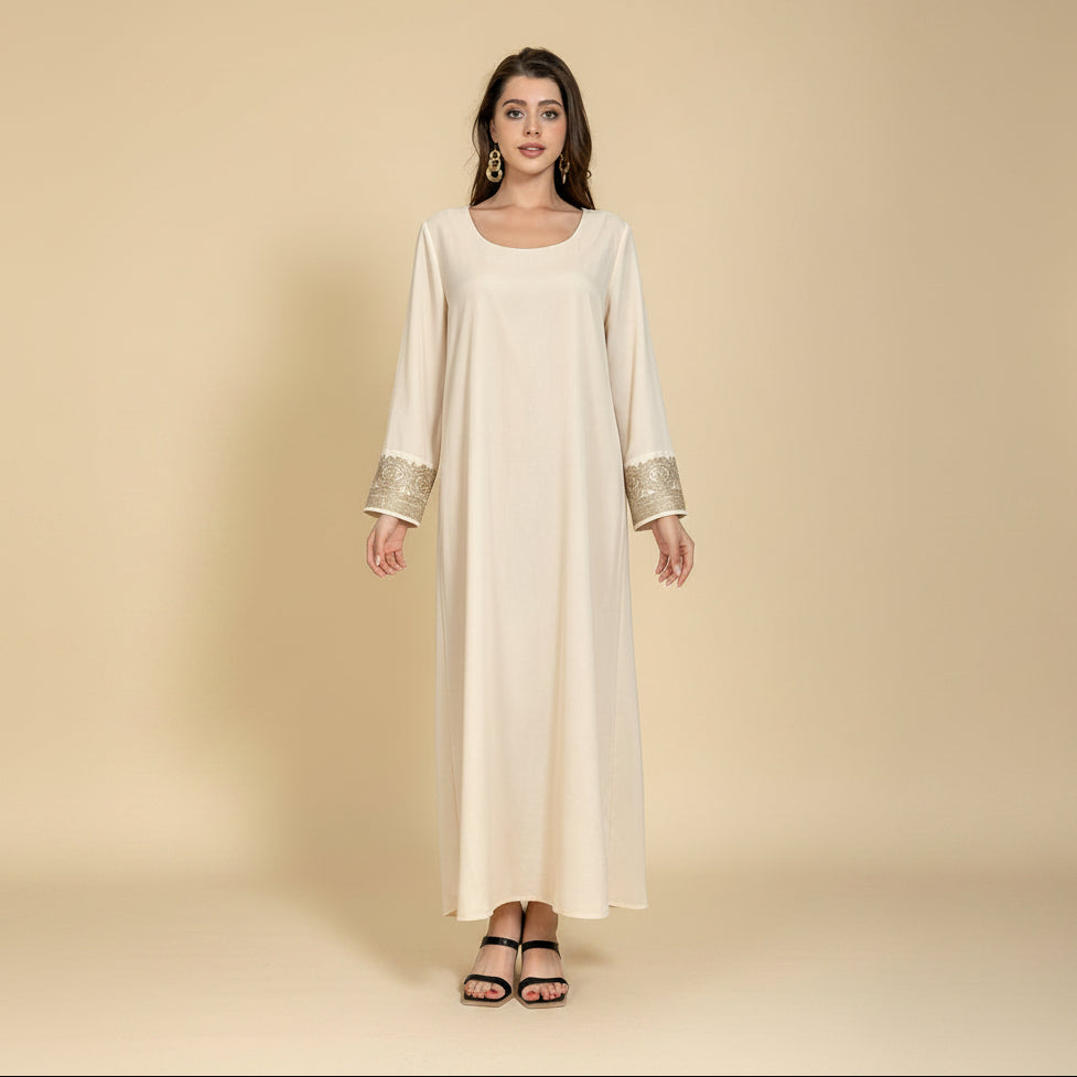 Eid Dress 2 Pieces Set Embroidery Kaftan Caftan Dress For Muslim Women - Mukhawar Jalabiya - #26N164