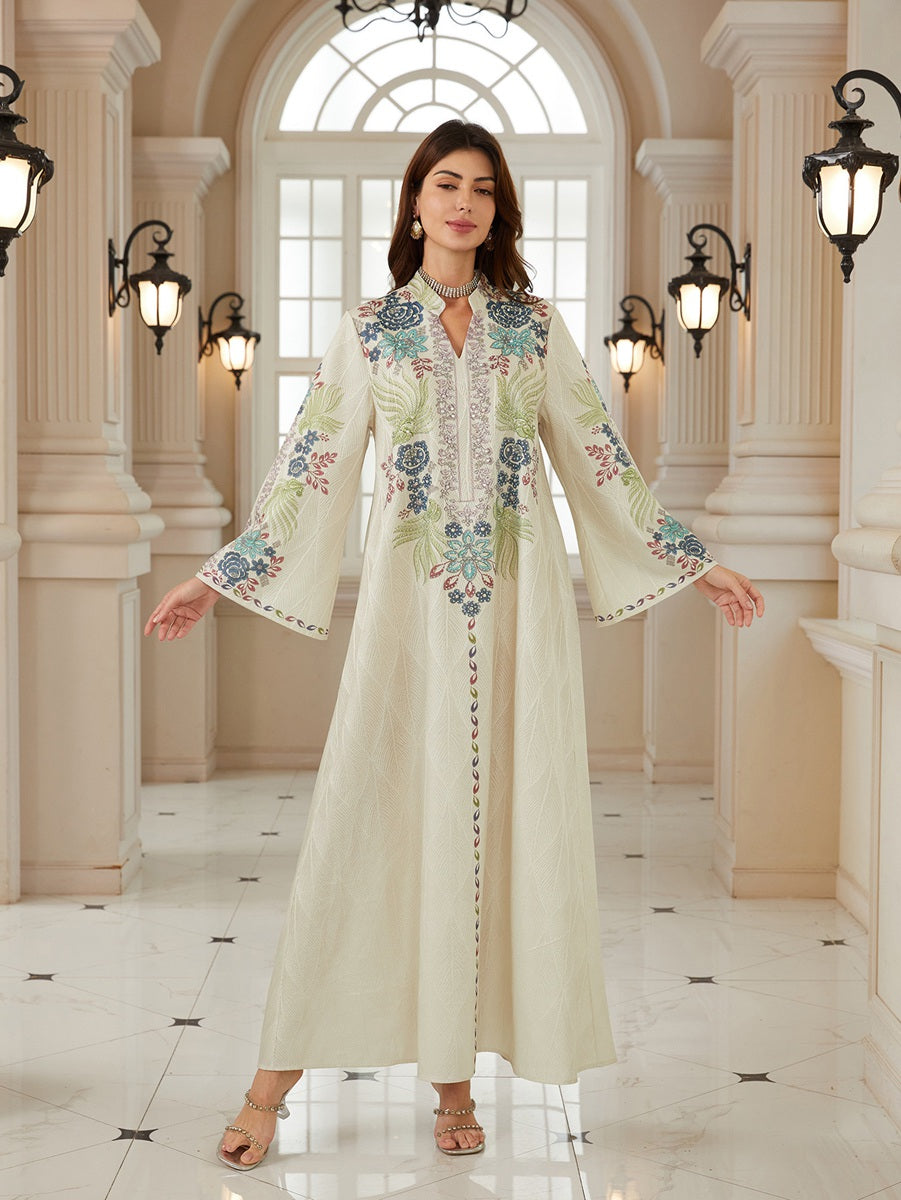 Title Jacuqard Printed Caftan Kaftan Dress For Women - Mukhawar Jalabiya Eid Dress -  #26N08