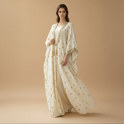 Muslim Women Eid Dress 2 Pieces Set Embroidery Kaftan Caftan Dress - Mukhawar Jalabiya - #26N164
